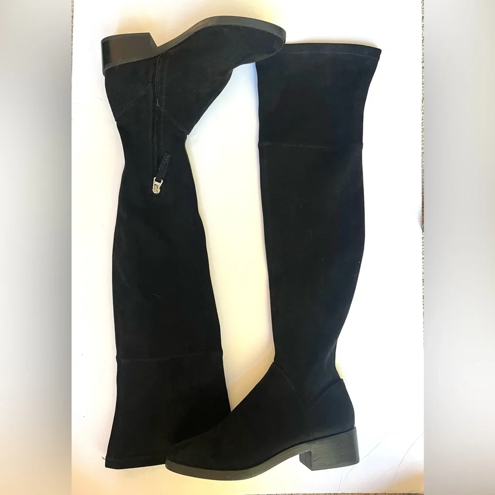 Dolce Vita Black Faux Suede Over Knee Boots, 7